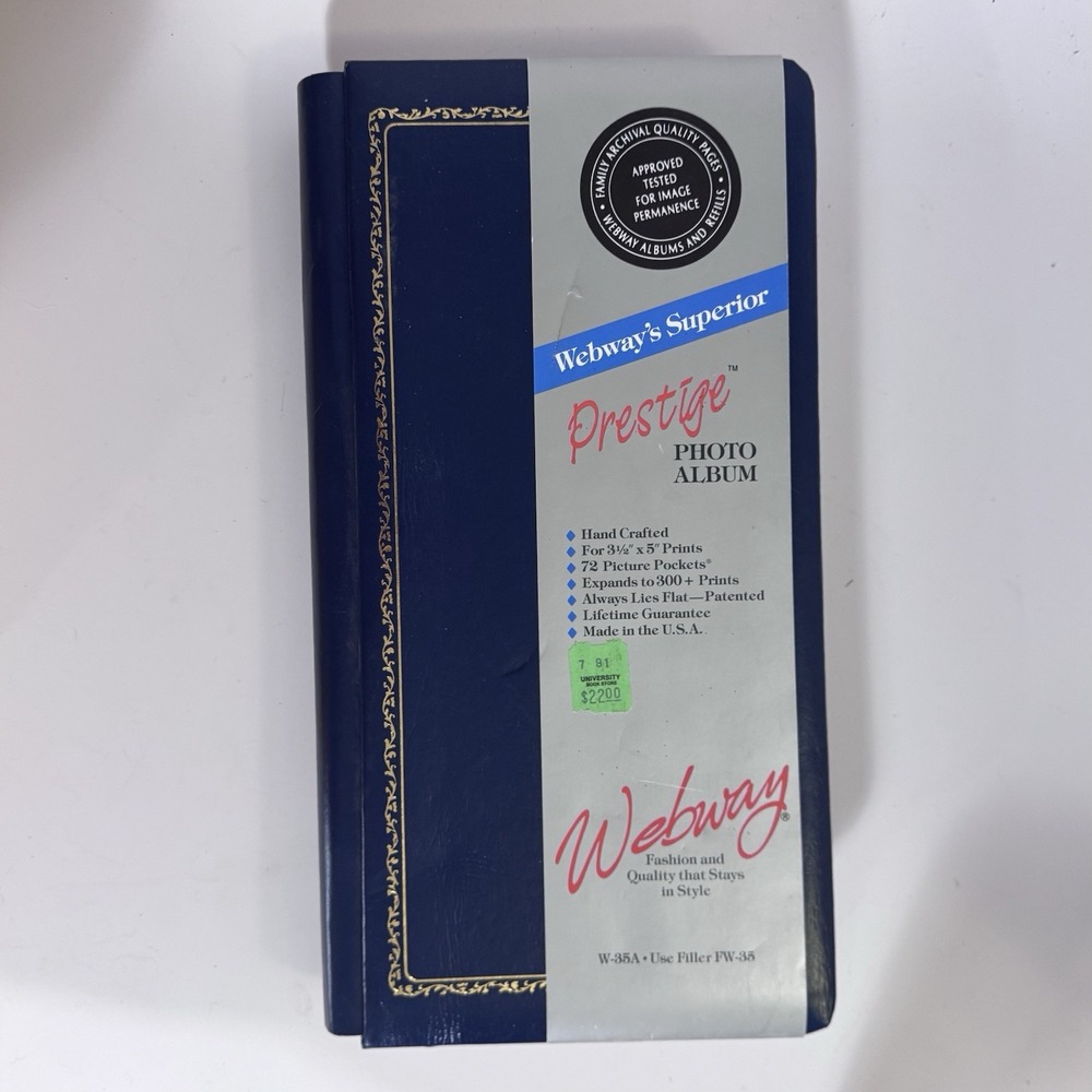 VTG 90s Webway Prestige Photo Album Slip-in 3 Pockets/Page Blue 3.5" X 5"